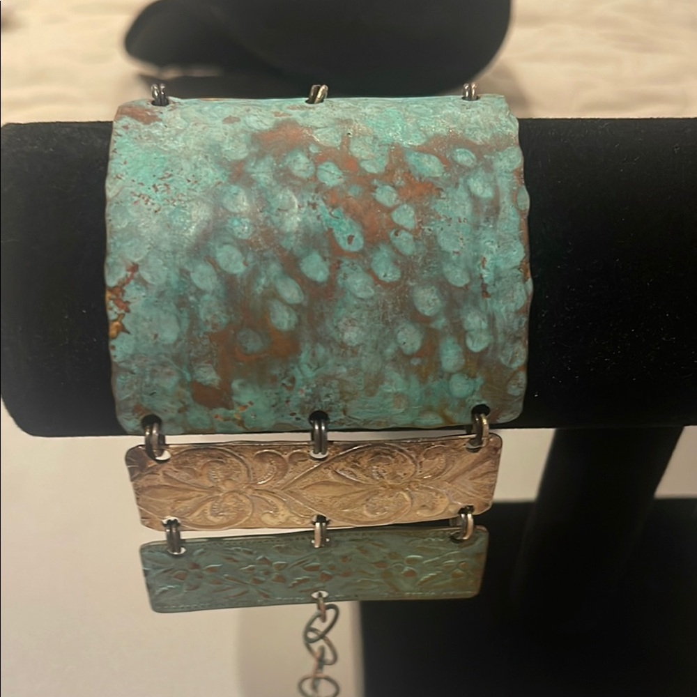 Blue And Silver Bracelet With Rectangular Panels … - image 1